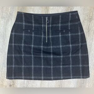 Madewell Plaid Fireside Wool Mini Skirt, Black, Size 6